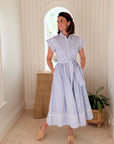 OLIPHANT Belted Shirt Dress Sconcet Blue