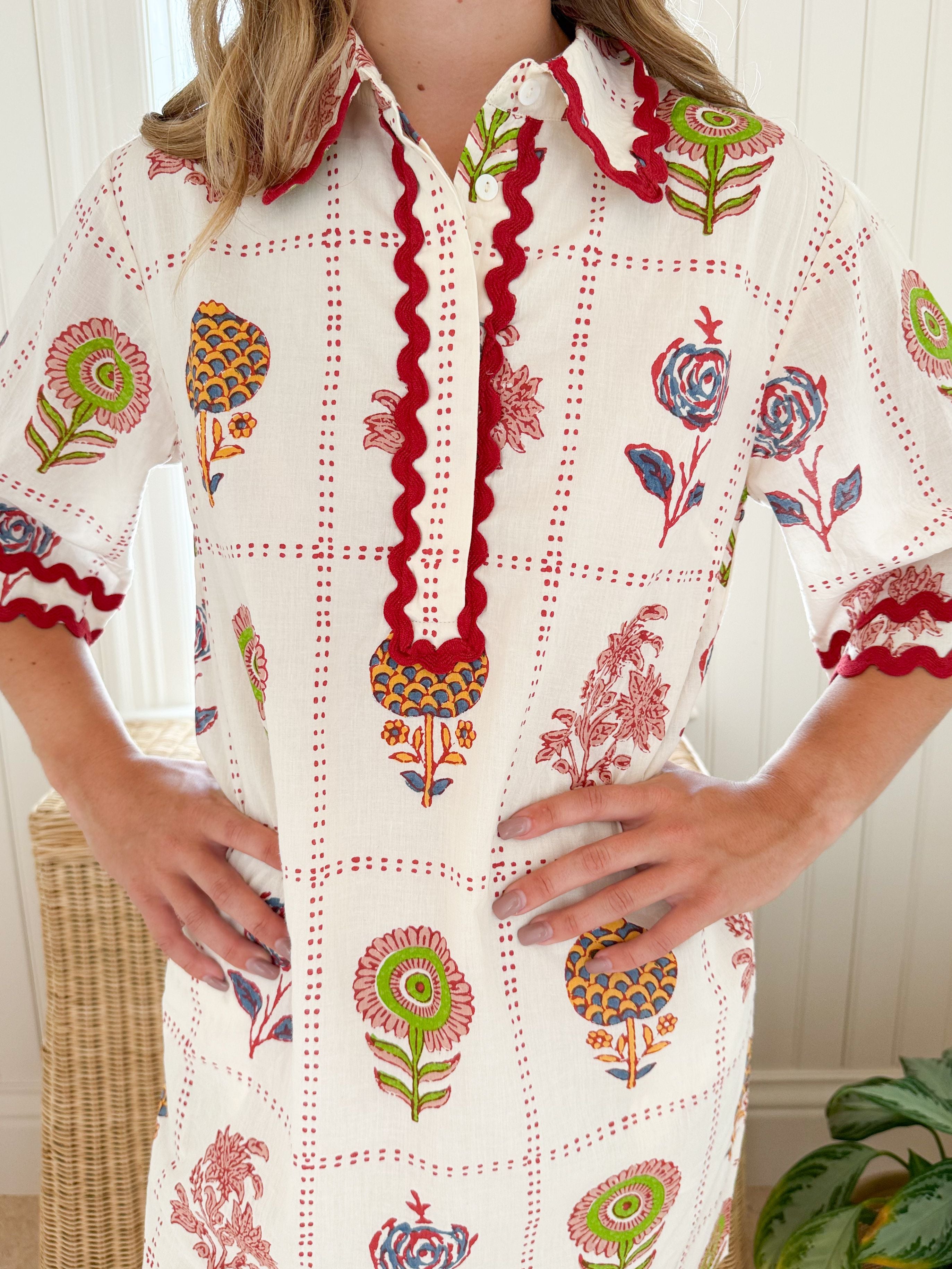 OLIPHANT Collared Mini Shirt Dress Taormina Cream