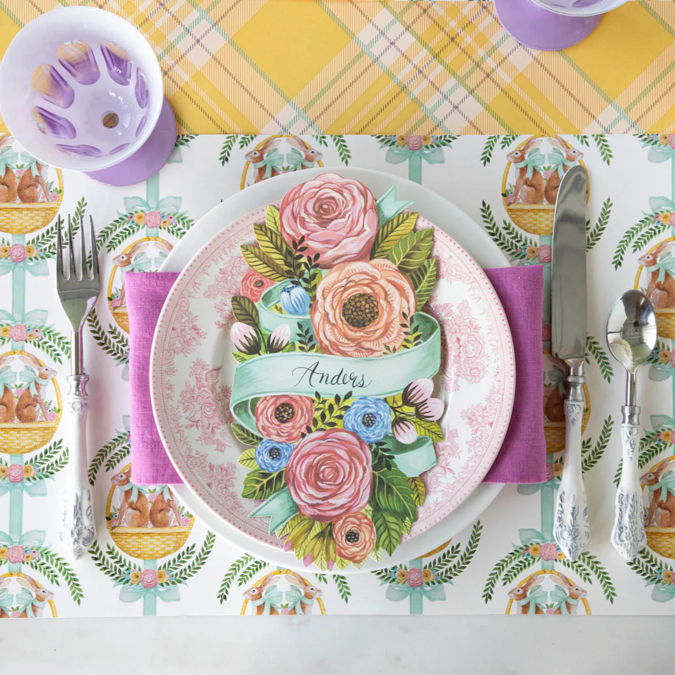 Laurel Bunny Baskets Placemat Set/18