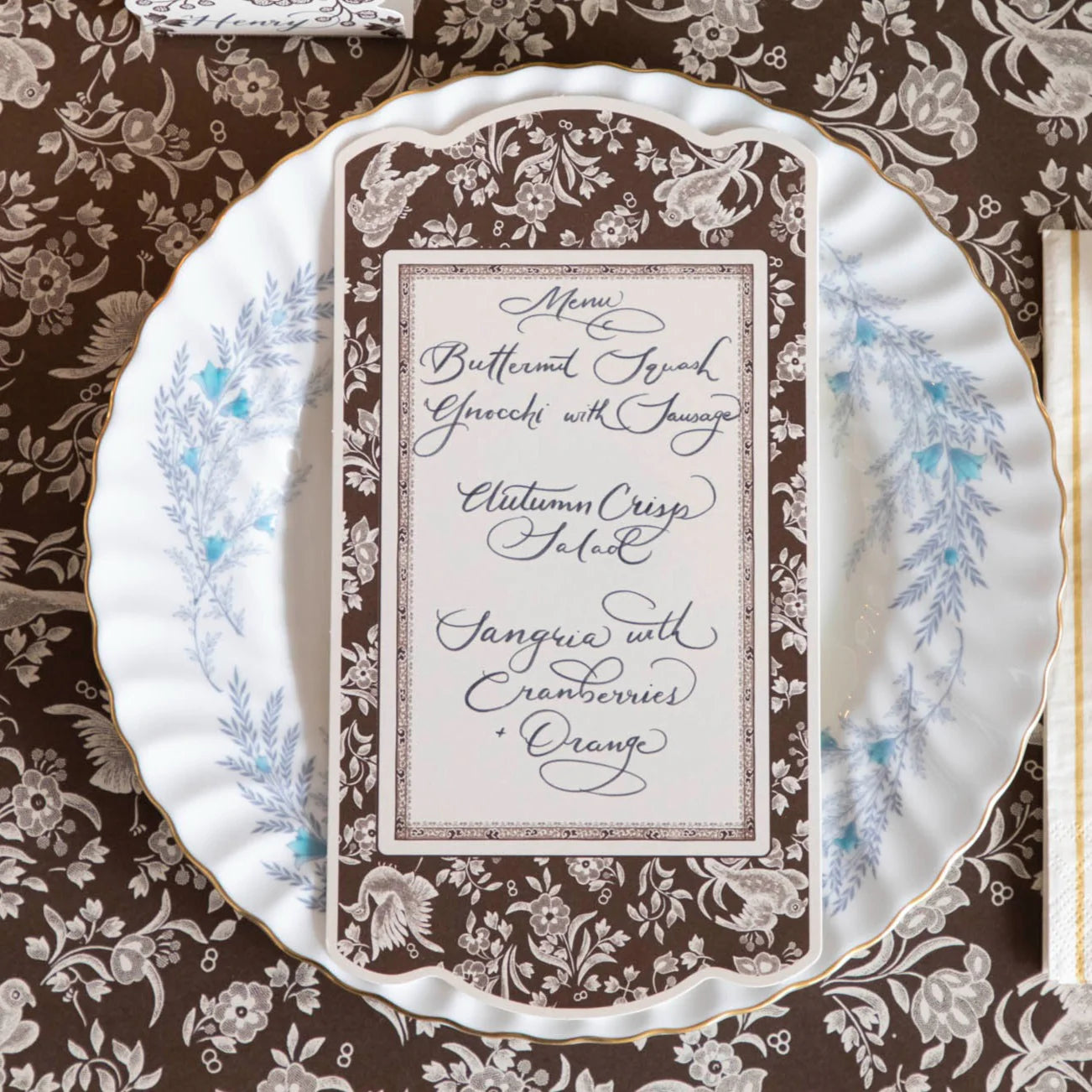 Brown Regal Peacock Table Card- Set/12