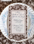 Brown Regal Peacock Table Card- Set/12