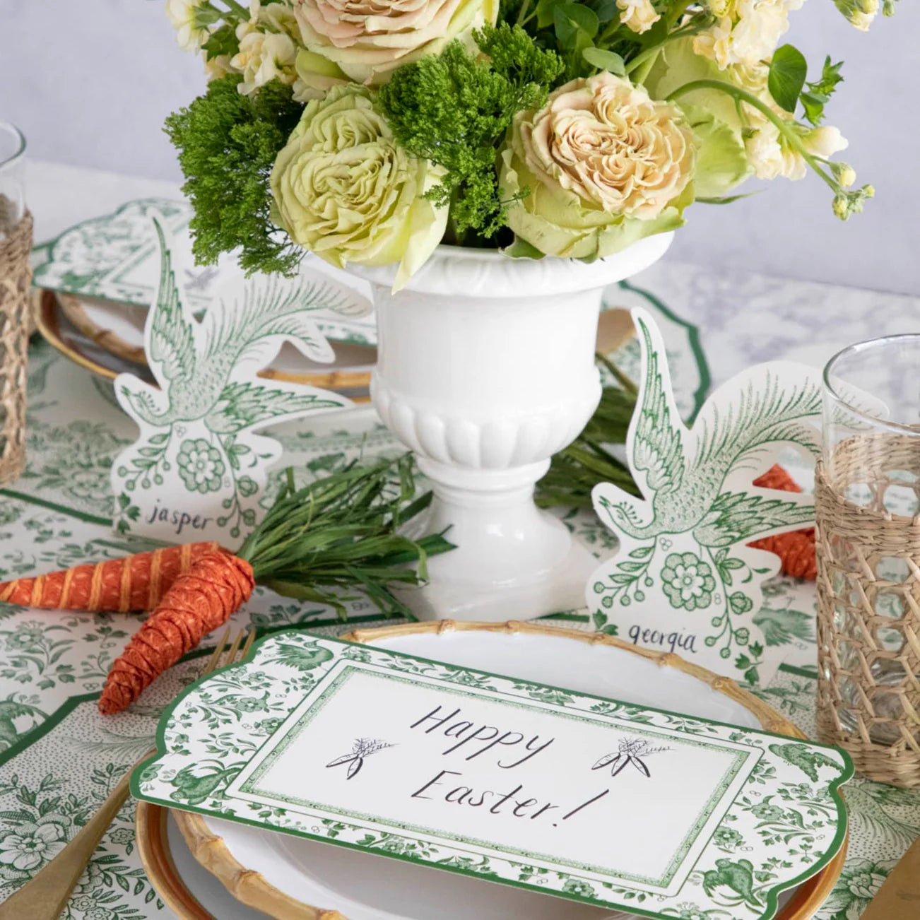 Green Asiatic Pheasants Place Card Set/12