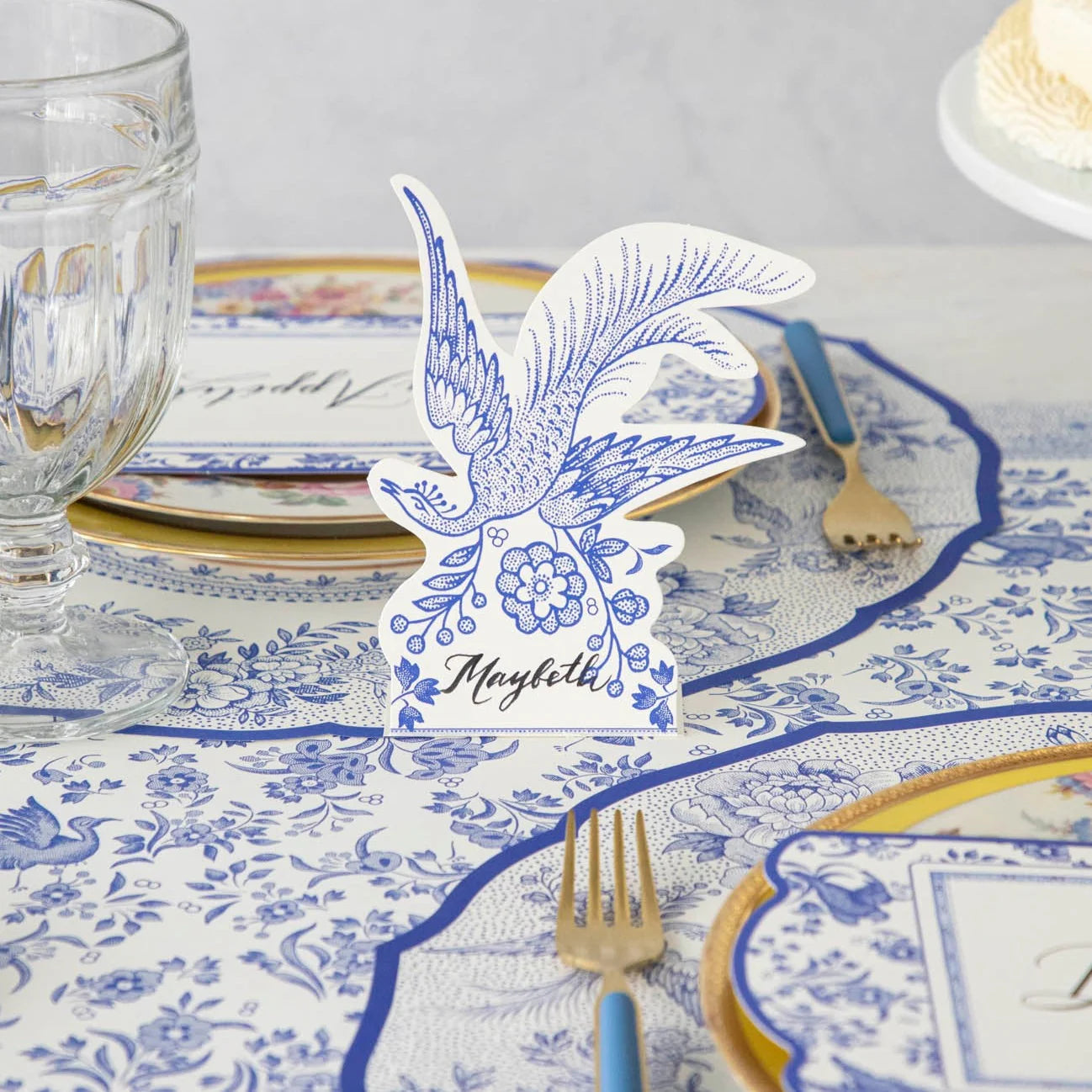 Blue Asiatic Pheasants Place Card Set/12