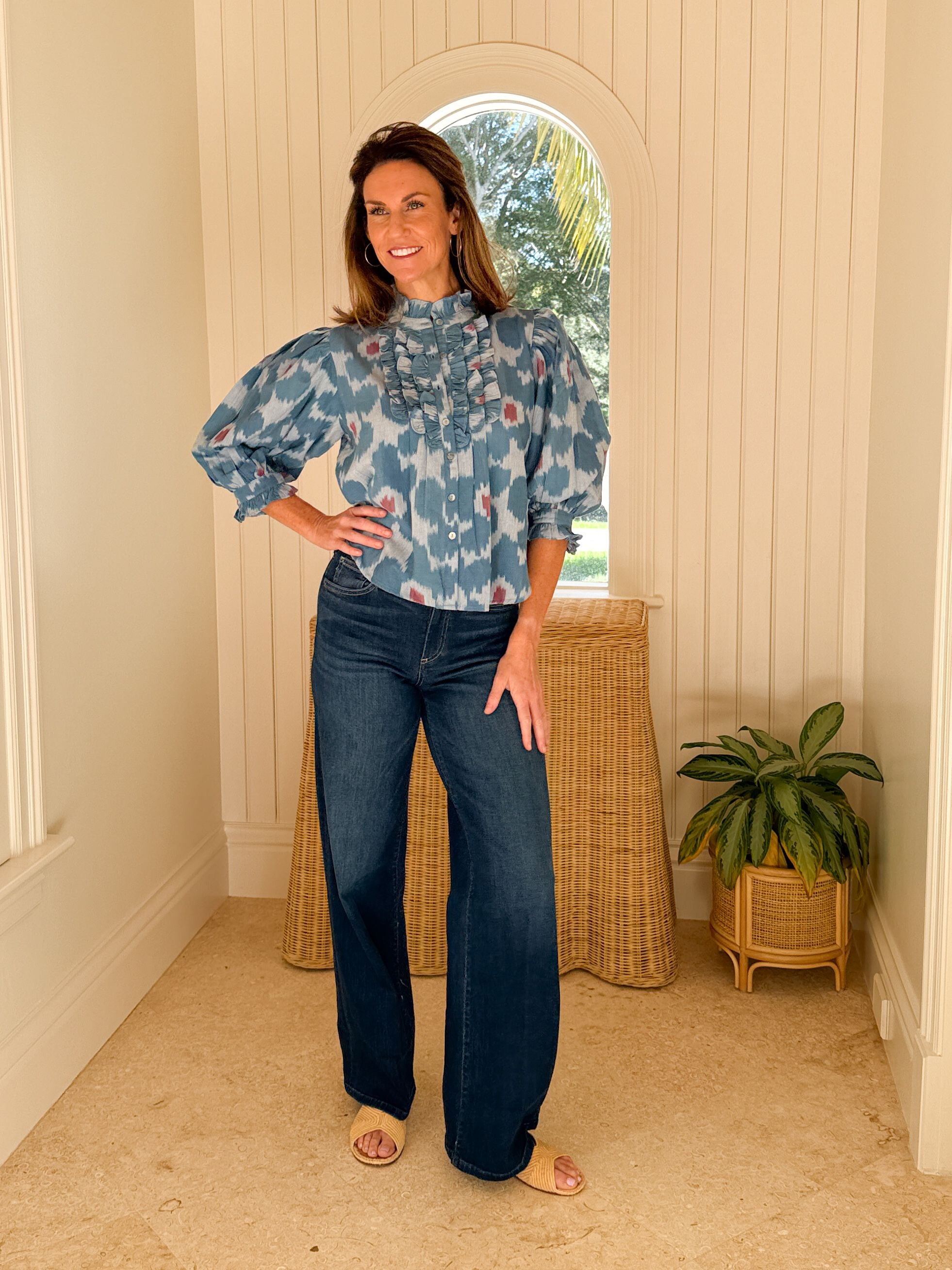 OLIPHANT Ruffle Front Button Blouse Jinja