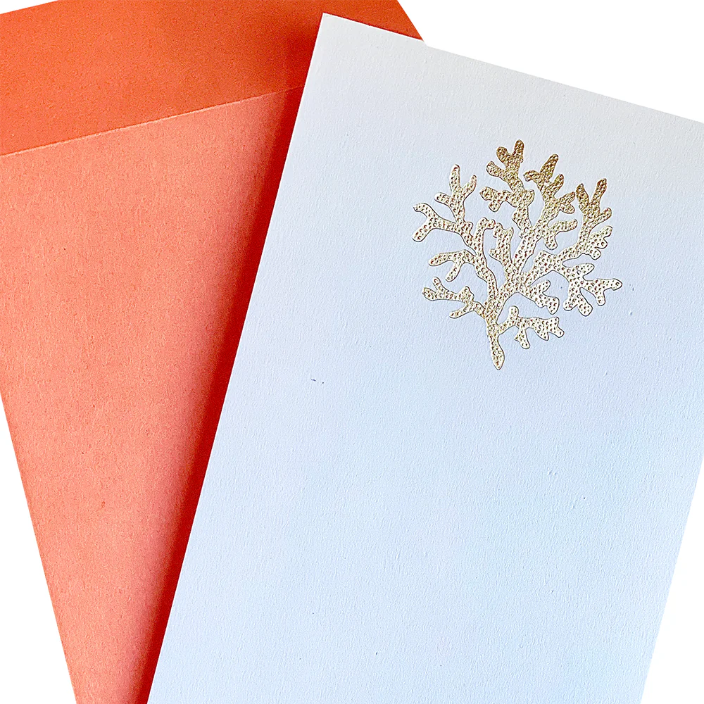 White Lacquer Tray with White/Gold Foil Notepad