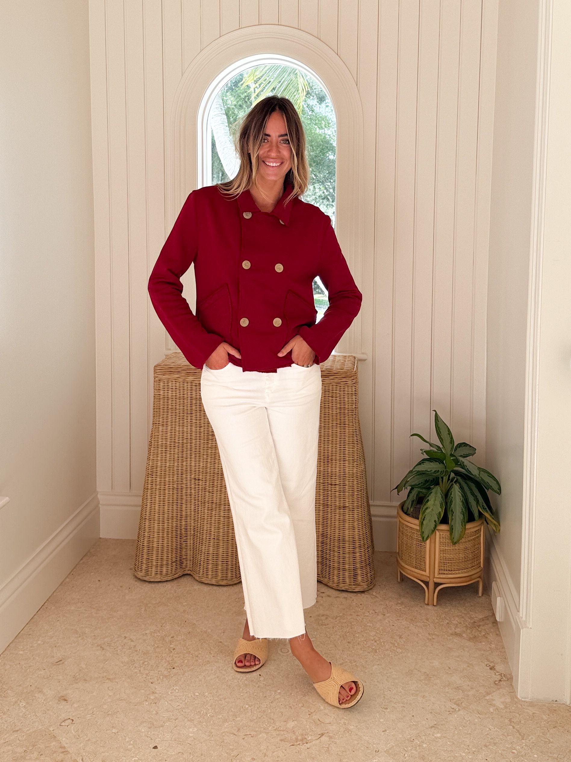 FRANK & EILEEN Mini Belfast Crop Peacoat Garnet