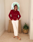 FRANK & EILEEN Mini Belfast Crop Peacoat Garnet