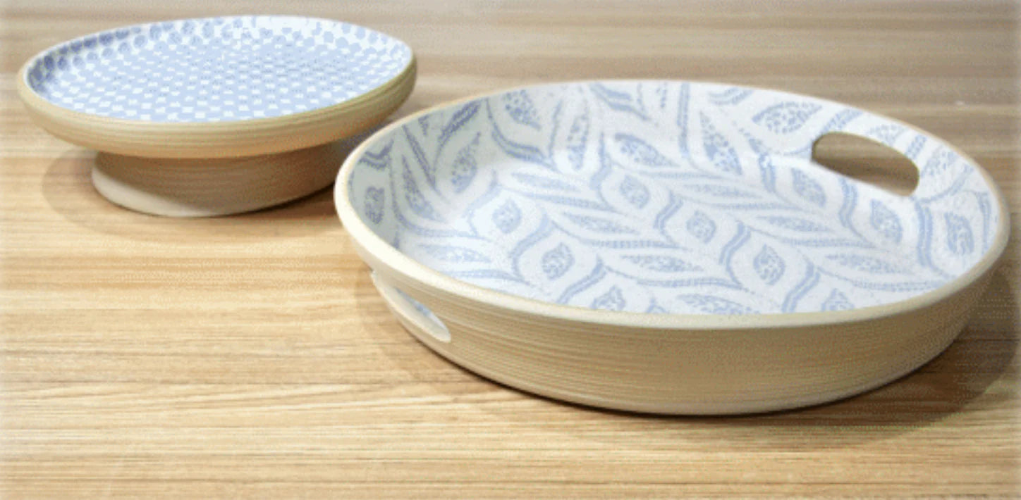 Handled Bar Tray Paisley Opal