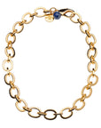 JANE WIN Chunky Link Chain with Lapis Bead 16"
