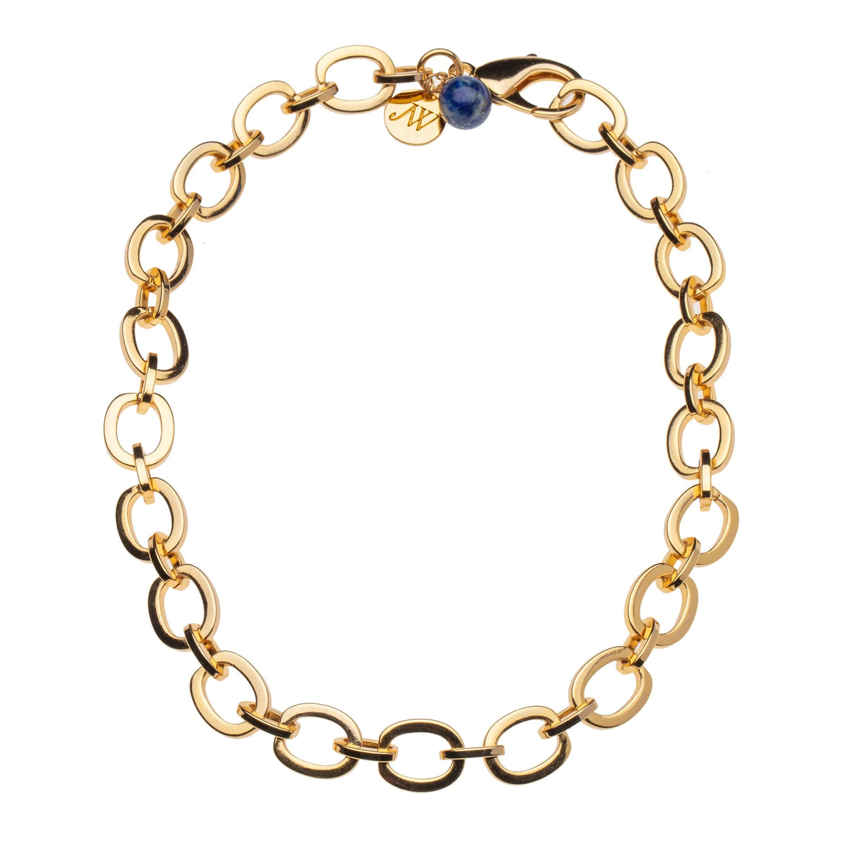CHaaannn♡ᵕ̈*⑅ JANE WIN Chunky Link Chain with Lapis Bead 18