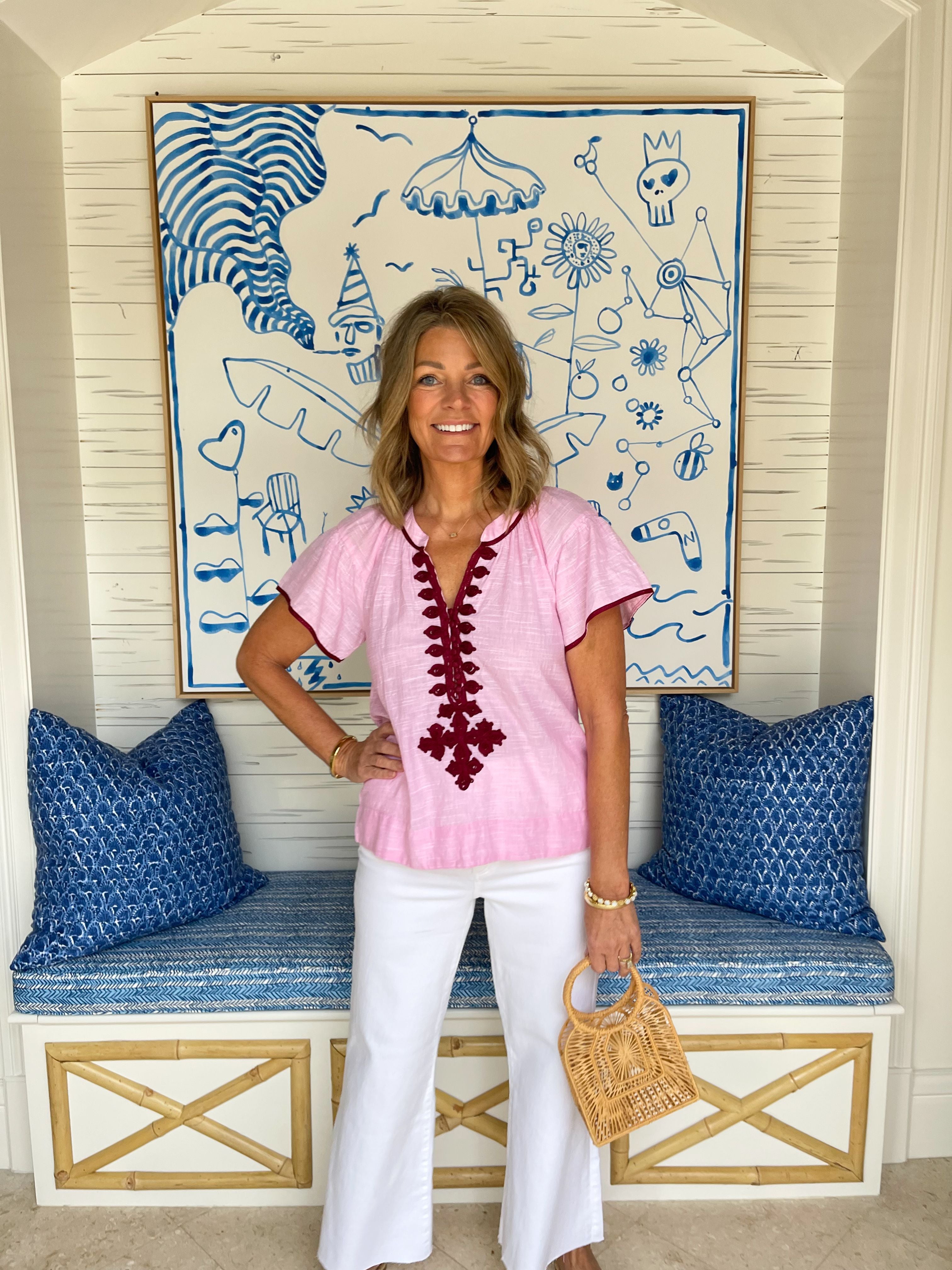 FINAL SALE ROSE AND ROSE Upminster Top Pink w/ Wine