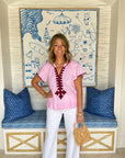 FINAL SALE ROSE AND ROSE Upminster Top Pink w/ Wine