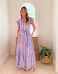 OLIPHANT Ruffle Collar Button Maxi Dress Cabana Pink