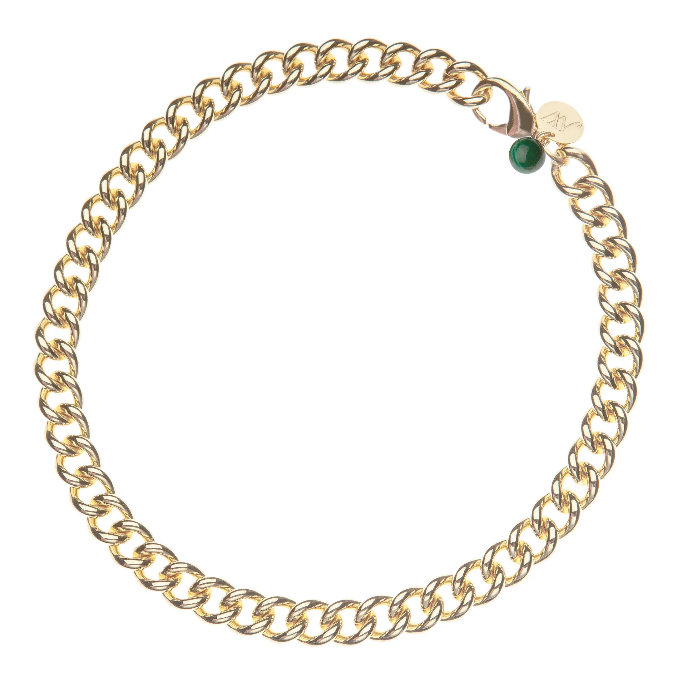 JANE WIN Curb Chain with Malachite Bead 16"