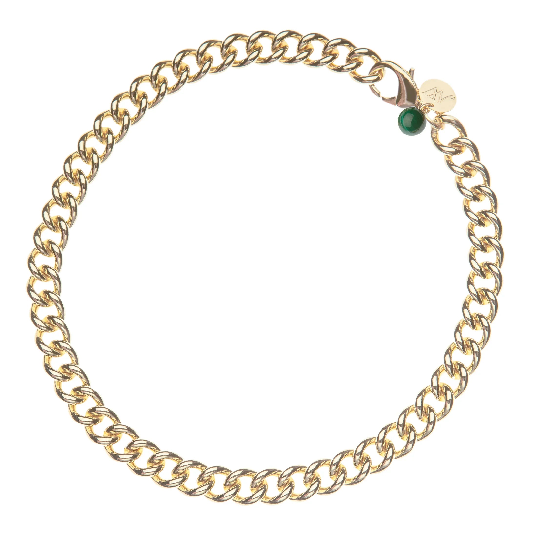 JANE WIN Curb Chain with Malachite Bead 18"