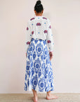FINAL SALE NIMO WITH LOVE Lantana Skirt White Ornament Embroidery In Blue
