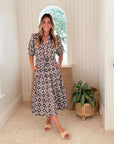 LOLA AUSTRALIA Austen Midi Dress Starburst Latte
