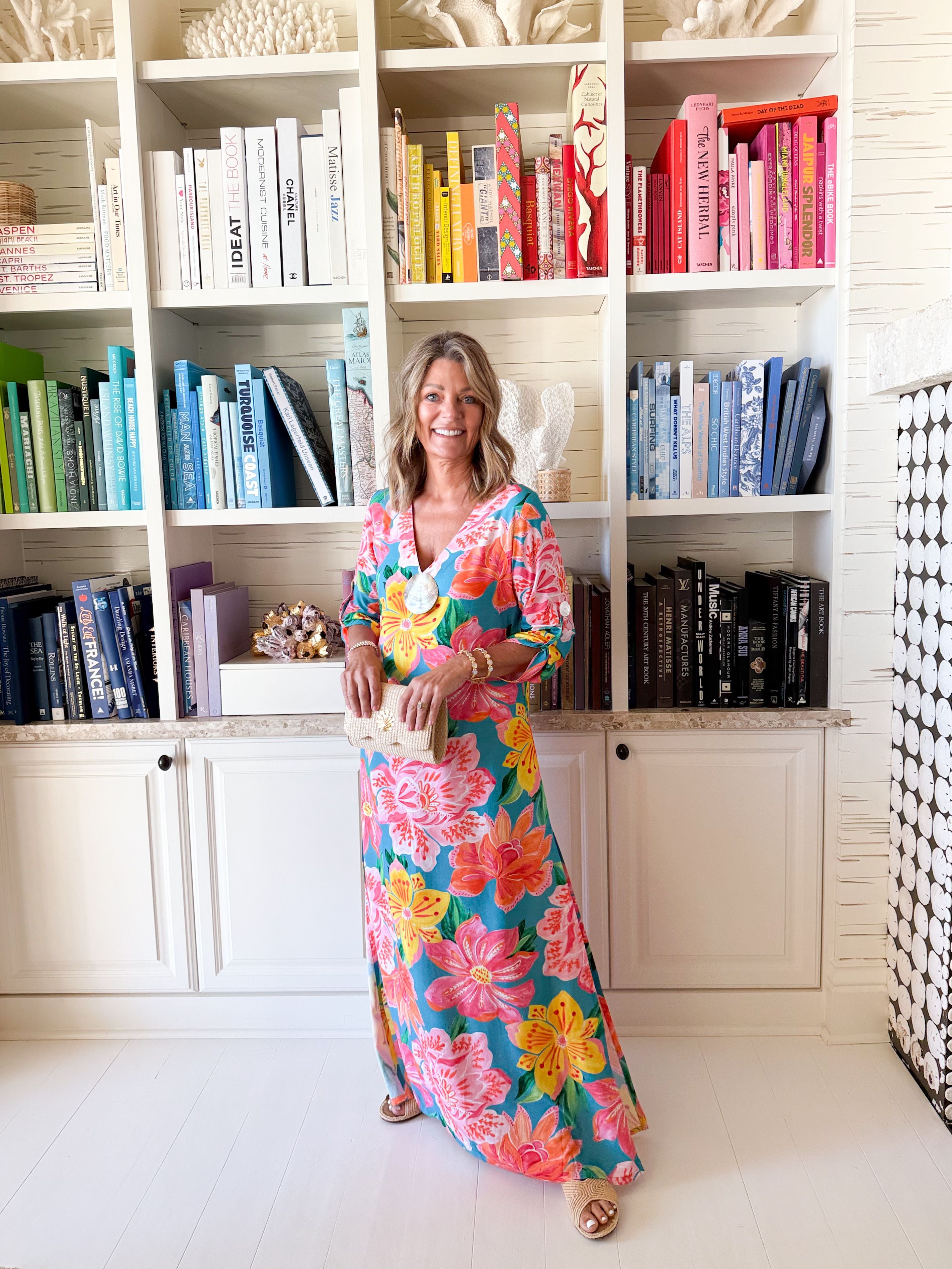 WALKER & WADE Seychelles Kaftan Turquoise Fuchsia