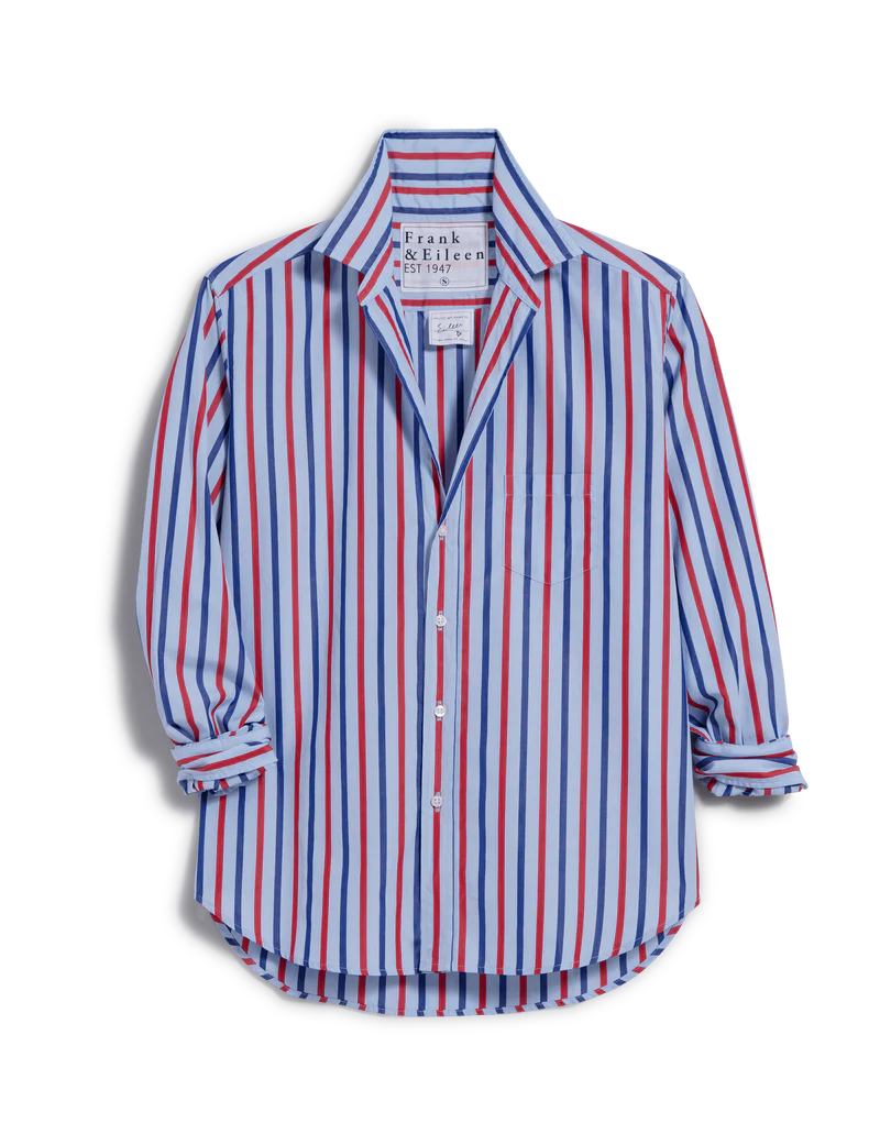 FRANK & EILEEN Eileen Button Up Blue/Navy/Red Stripe