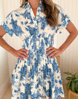 CARA CARA Nash Mini Dress Tossed Floral Blue