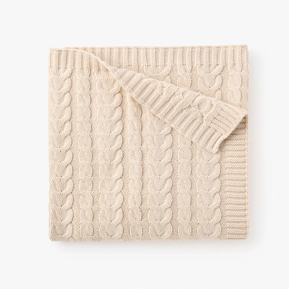 Cream Horseshoe Cable Knit Blanket main image 1