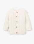 Horseshoe Cable Knit Baby Cardigan Whisper White