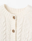 Horseshoe Cable Knit Baby Cardigan Whisper White