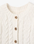 Horseshoe Knit Cable Knit Baby Jumpsuit Whisper White