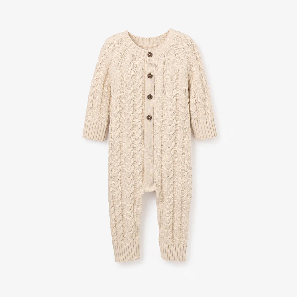 Horseshoe Knit Cable Knit Baby Jumpsuit Rainy Day