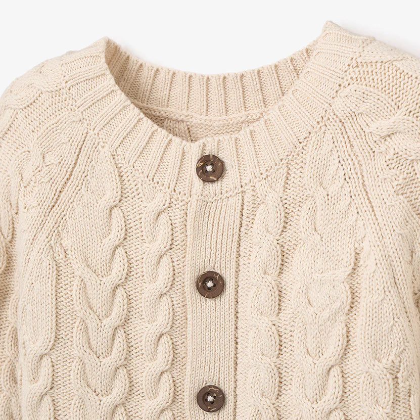 Horseshoe Knit Cable Knit Baby Jumpsuit Rainy Day