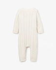 Horseshoe Knit Cable Knit Baby Jumpsuit Whisper White