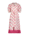 FINAL SALE MER ST. BARTH Estelle Women's Fringed Shirtdress White Pink Ikat