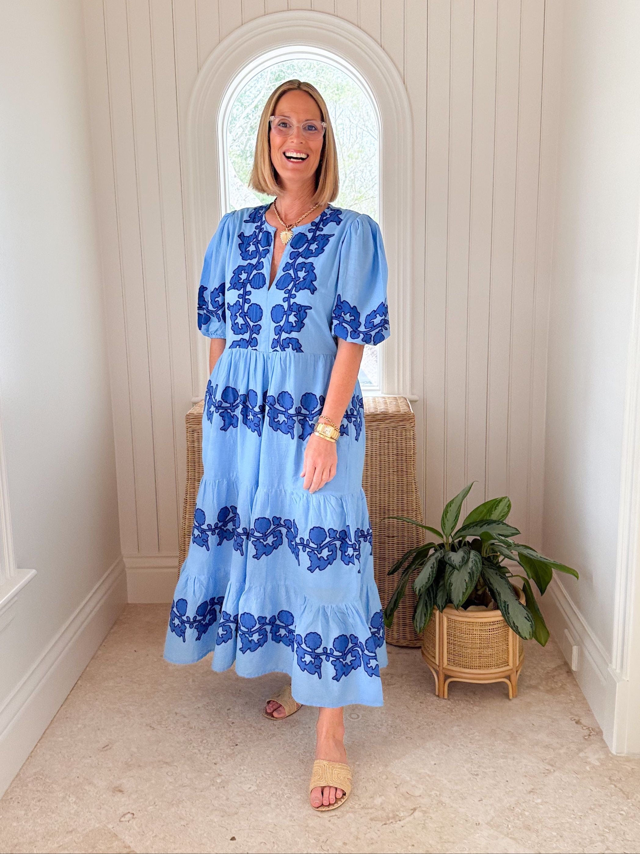 OLIPHANT Puff Sleeve Maxi Tangier Blue