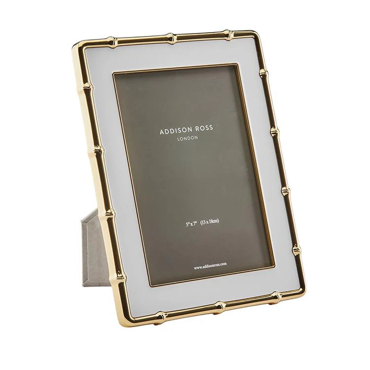 ADDISON ROSS Gold Bamboo and White Enamel Frame 5x7