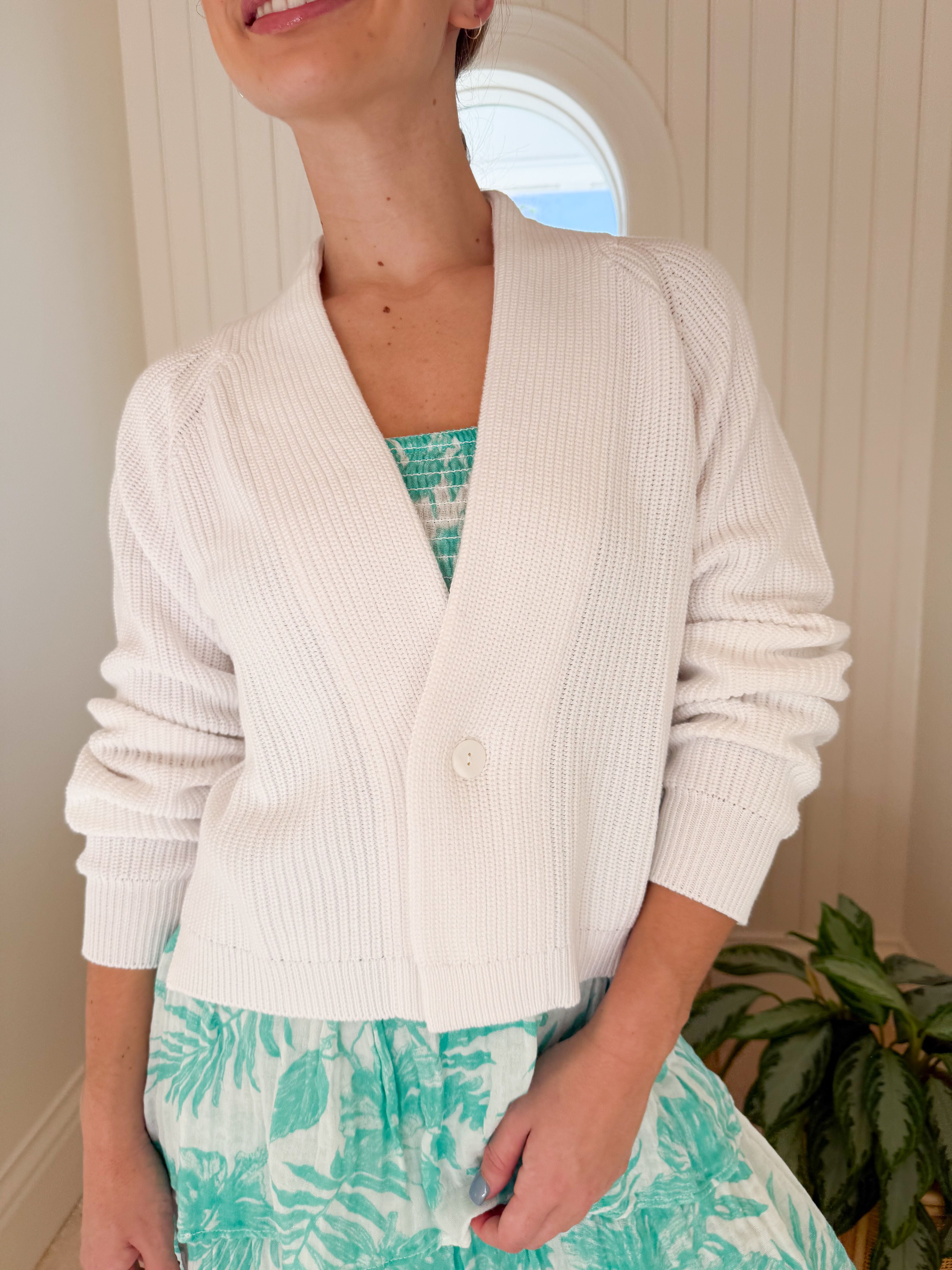 JUMPER 1234 Rib Cardigan White