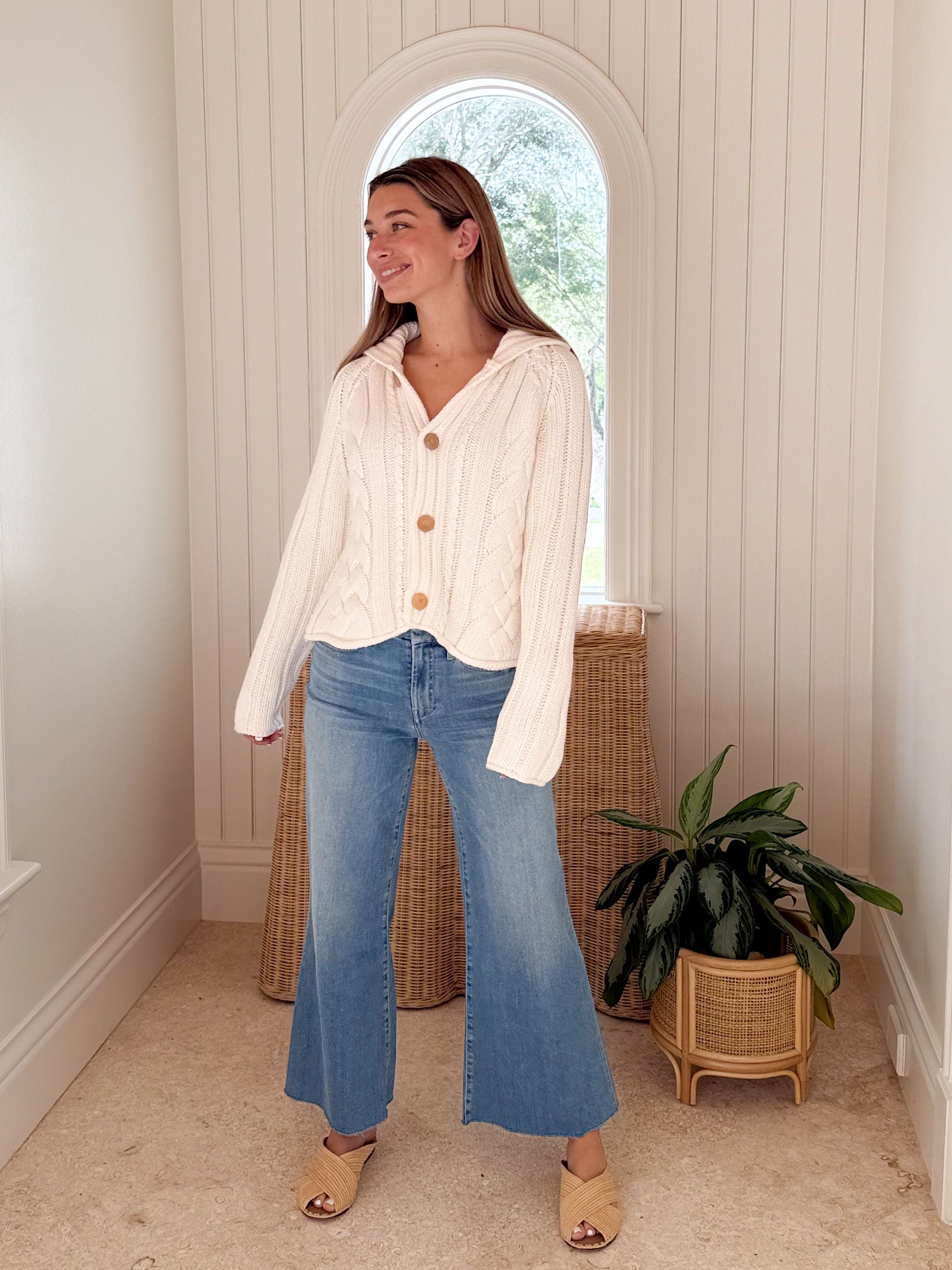 Frank&amp;Eileen フランクアンドアイリーン カーディガン XS 白 【古着】【中古】【送料無料】 FRANK AND EILEEN - COTSWOLDS CABLE KNIT CARDIGAN IN IVORY