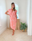 FINAL SALE WALKER & WADE Santorini Kaftan Coral Zebra