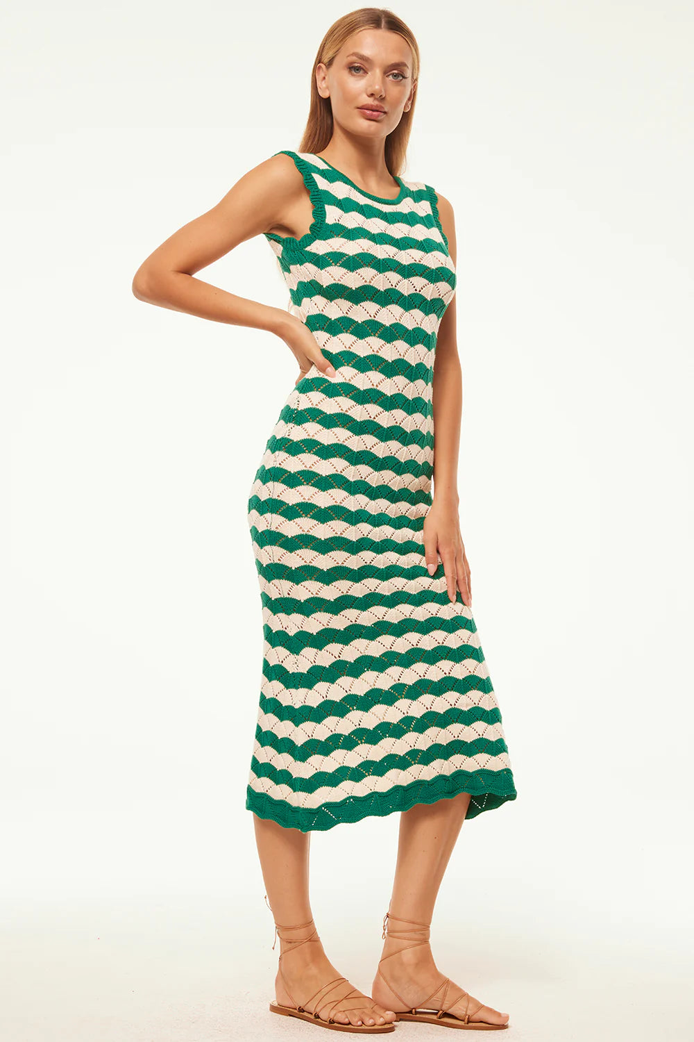 MISA Rosalba Dress Emerald Stripe