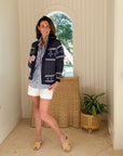 MAREA Shawl Cardigan Intarsia Navy
