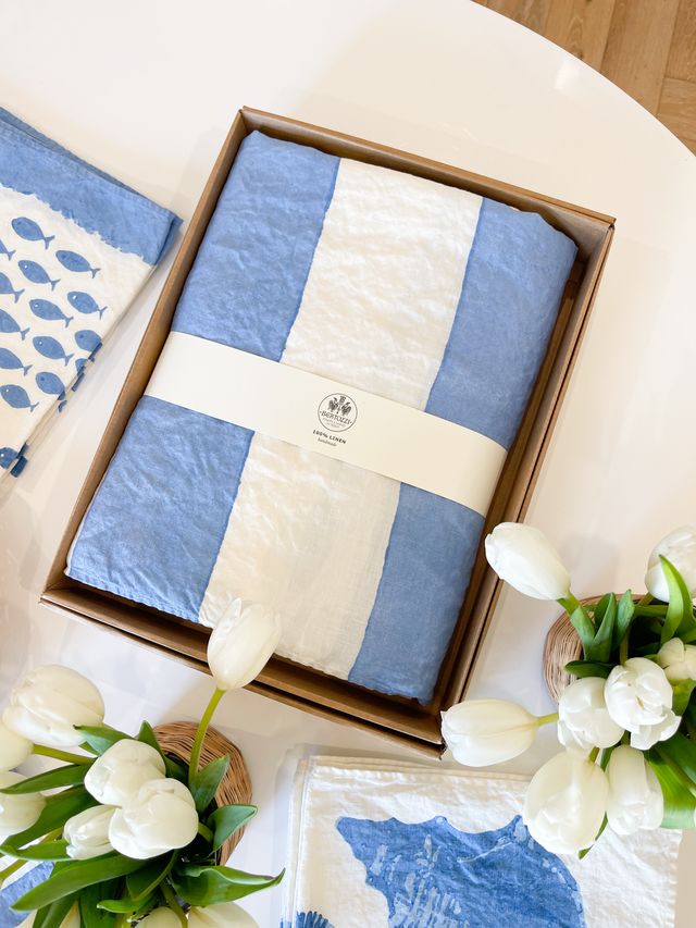 BERTOZZI Rigato Blue Tablecloth 69X126
