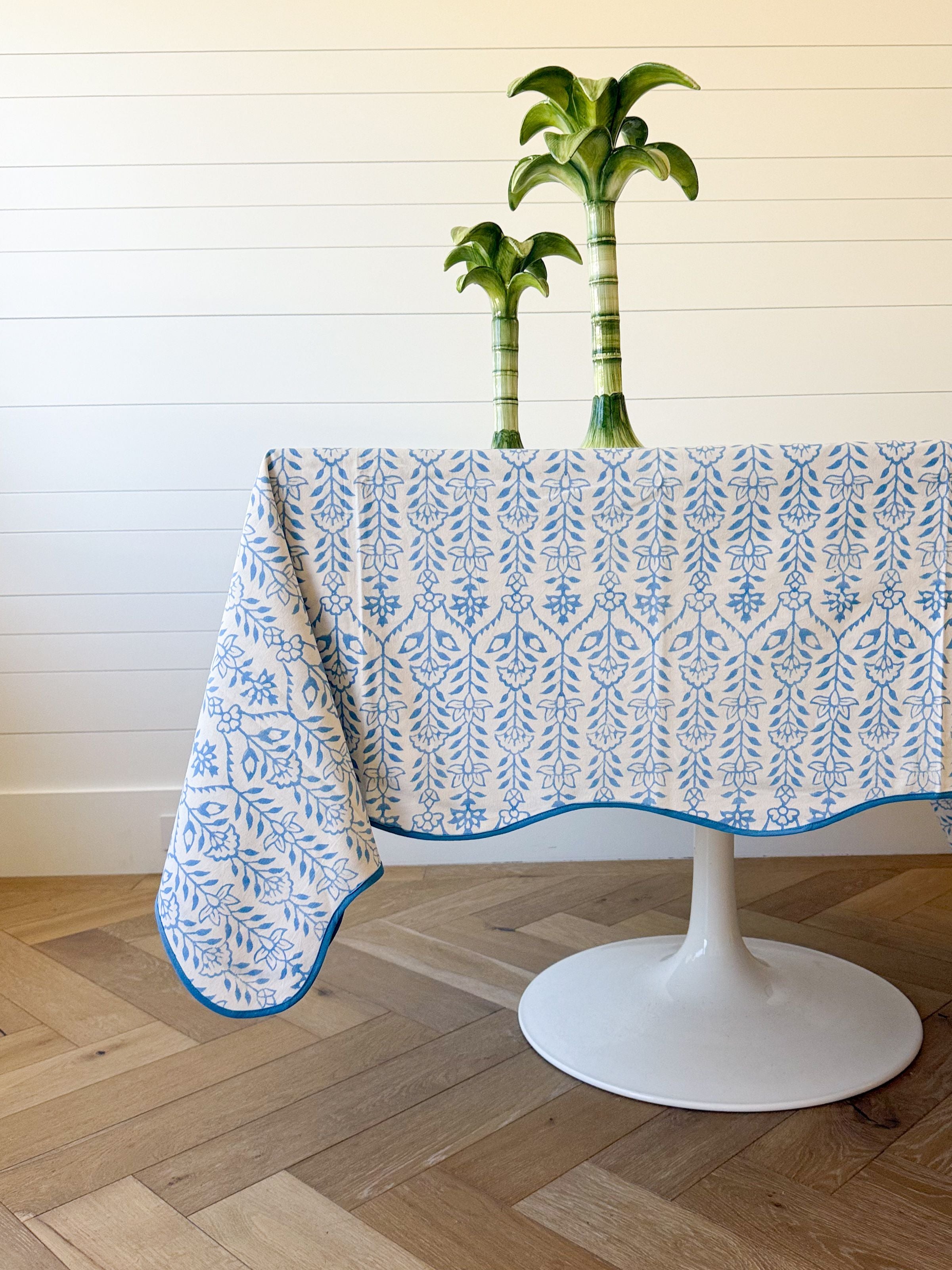DANA SMALL DESIGNS Tablecloth 80" x 120" Flower Row Matilda's Blue