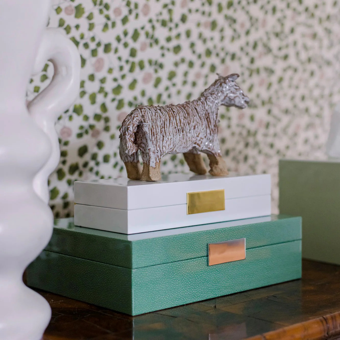 ADDISON ROSS Green Shagreen Gold Box