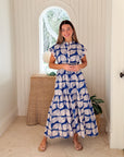 RO'S GARDEN Mumu Midi Dress Kyle Blue