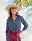 FRANK & EILEEN Rory Maxi Shirtdress Vintage Dark Wash Denim