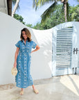 BEAU & RO Lisa Dress Ikat Stripe Blue