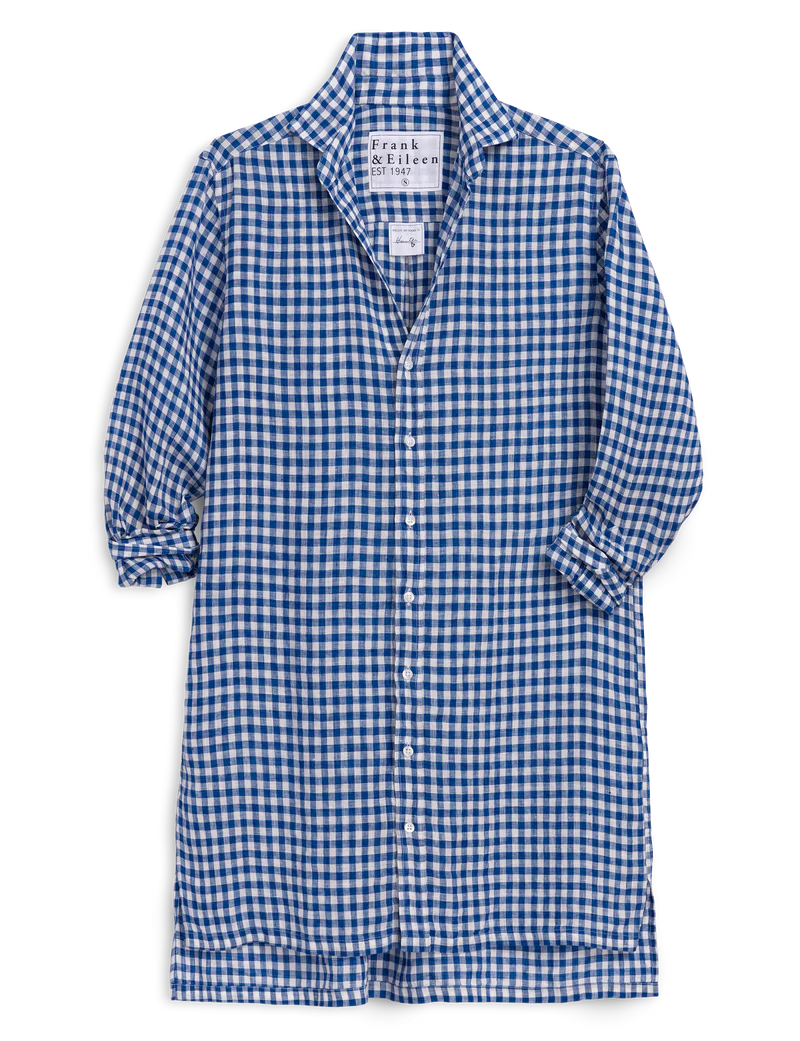 blue check shirt dress D-SUPER-I Woman: Shirt dress in check flannel