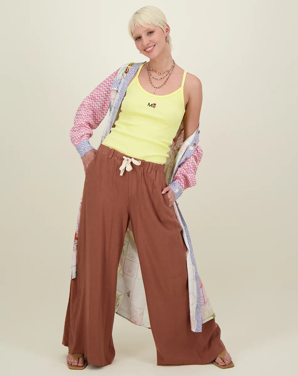 FINAL SALE ME369 Ariel Earth Wide Leg Linen Pants