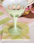 Bright Green Plaid Cocktail Napkins Set/20
