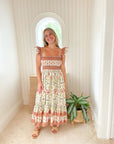 FINAL SALE CARA CARA Ruby Dress Vine Floral Egret Pink
