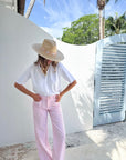 FRANK & EILEEN Limerick Wide Leg Pant Red Stripe